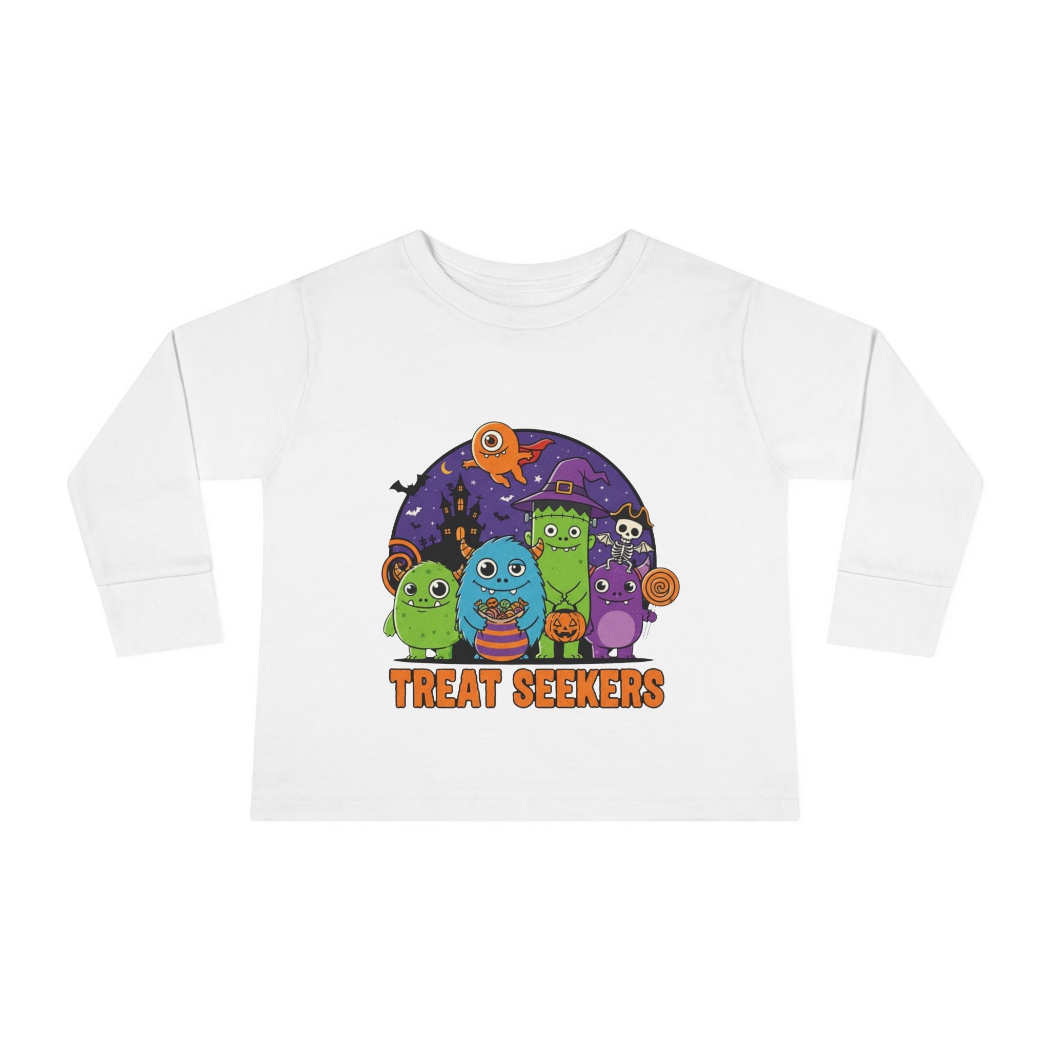 Toddler Halloween Long Sleeve Tee - Cute Treat Seekers Graphic, Kids Halloween Shirt, Trick-or-Treat Top, Fall Celebration Clothes