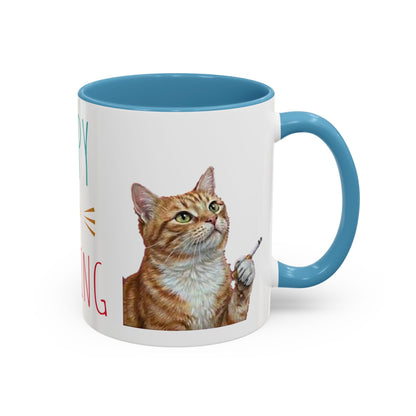 Happy and Dazzling Smoking Cat Coffee Mug — Cute Ginger Cat Accent Mug (11/15oz) (free shipping)