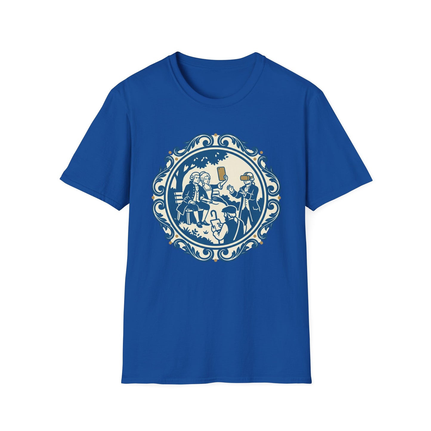 Vintage Blue Rococo Smartphone Toile -  T-Shirt