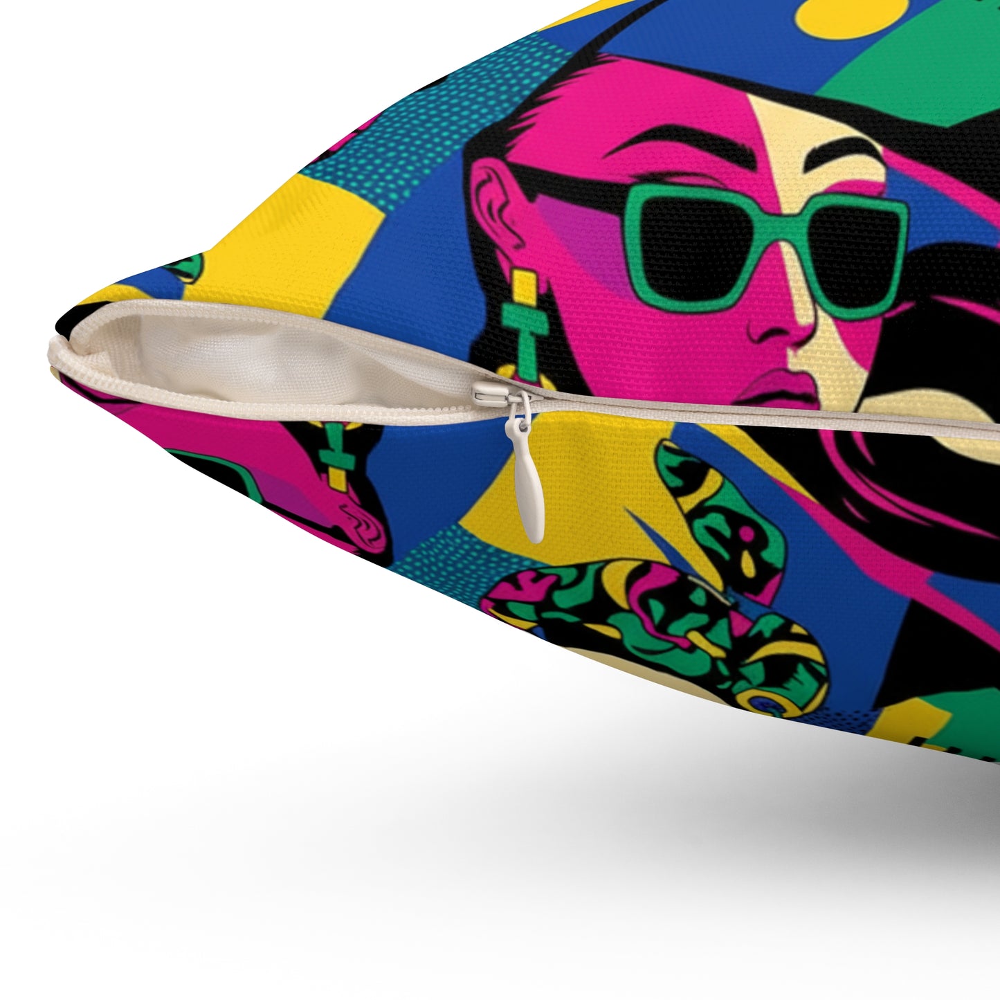 Retro Pop Art Fashion Faces Pillow — Bold Retro Geometric Decorative Cushion (free shipping)