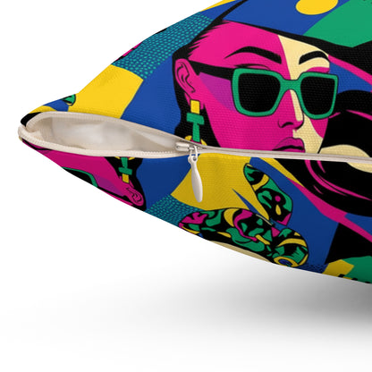 Retro Pop Art Fashion Faces Pillow — Bold Retro Geometric Decorative Cushion (free shipping)