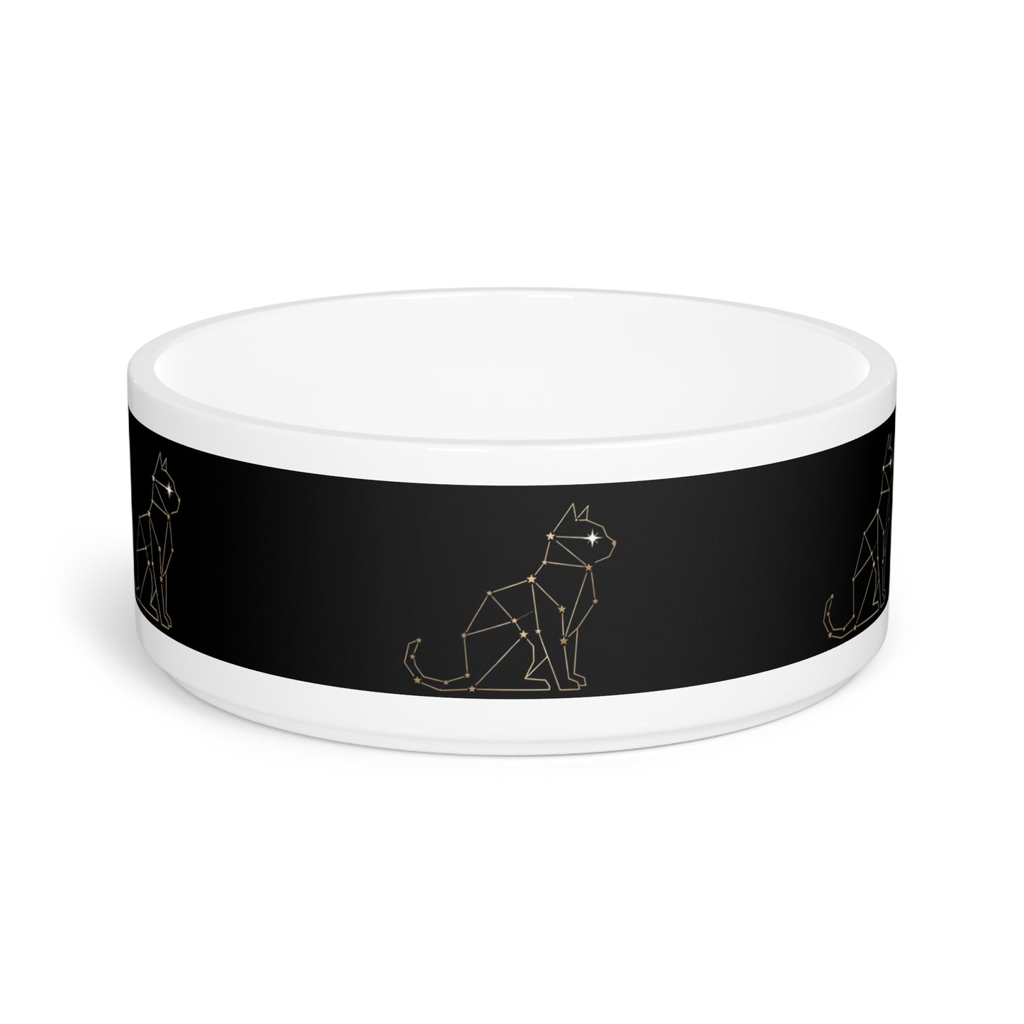 Kitty zodiac sign cat Pattern Pet Bowl — Ceramic Dog Feeding Bowl with Subtle Silhouette Design