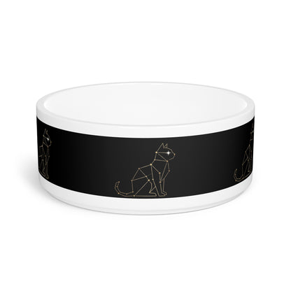 Kitty zodiac sign cat Pattern Pet Bowl — Ceramic Dog Feeding Bowl with Subtle Silhouette Design