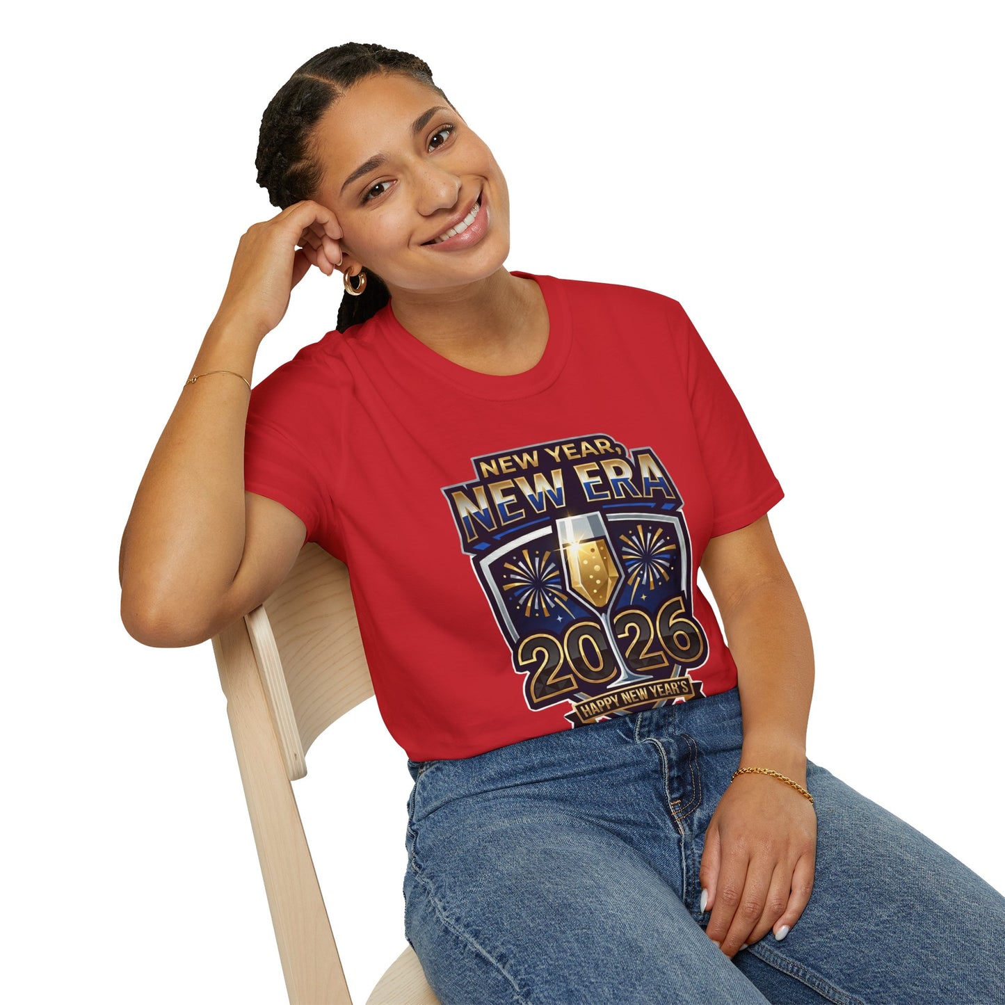 New Year 2026 T-Shirt – "New Year, New Era" Champagne & Fireworks Celebration Tee
