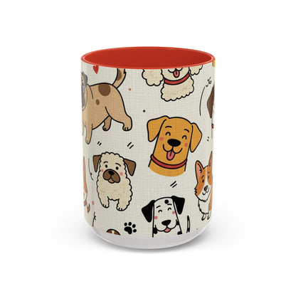 Cute Dog Pattern Accent Coffee Mug – Cute Cartoon Puppies 11/15oz