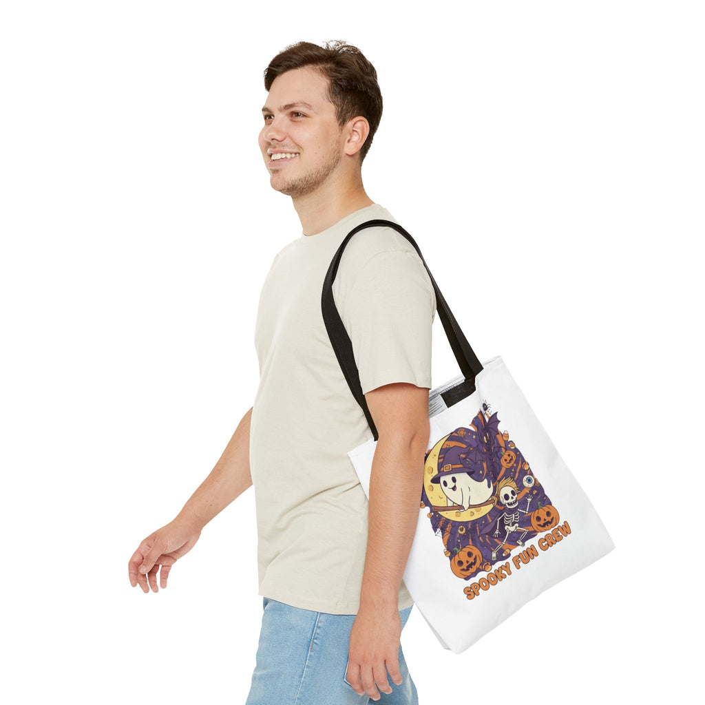 Spooky Fun Crew Halloween Tote Bag, Trick or Treat Bag, Haunted House Accessory, Fall Gift, Party Favor