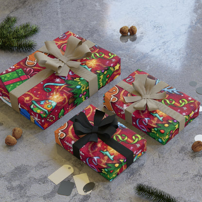 Festive Christmas Gift Wrapping Paper Roll