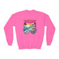Girls Youth Crewneck Sweatshirt - "Dream Life" Tropical Sunset Graphic
