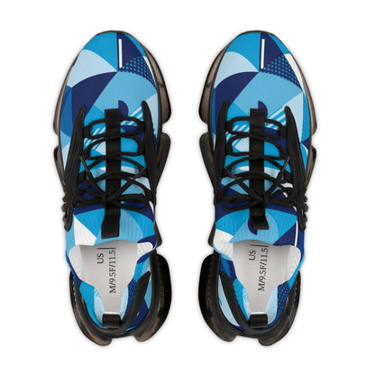men's Blue Geometric Mesh Sneakers — Men's Athletic Shoes (free shipping)