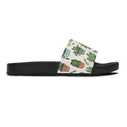 Women's Slide Sandals Tiny Terrarium Doodles / Potted Plant Pals  Women's Slide Sandals