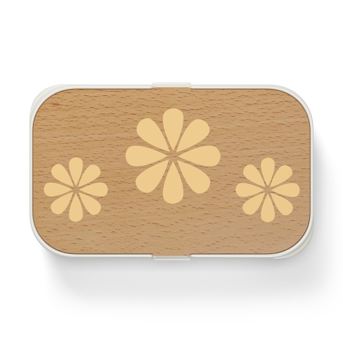 Wooden light yellow Floral Bento Lunch Box – Cute and Eco-Friendly Lunch Container