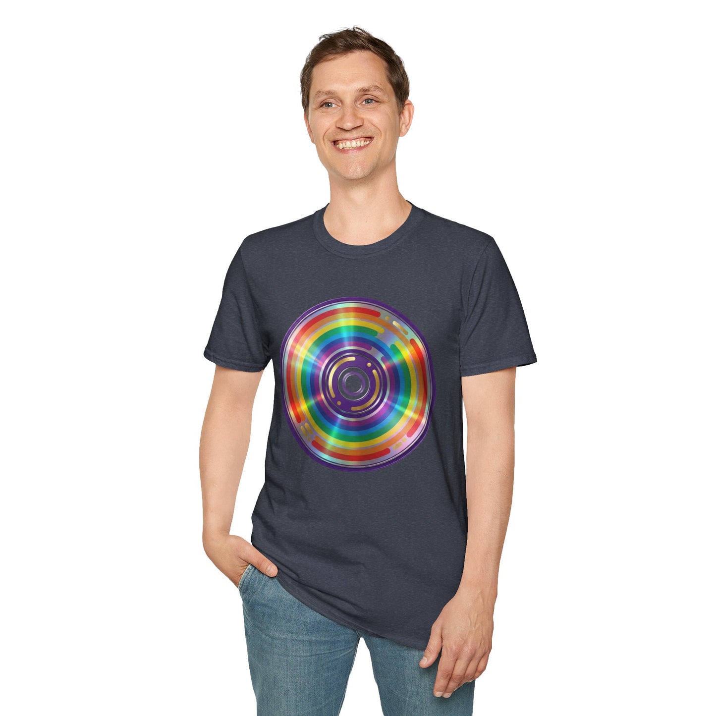 Retro Rainbow CD- Vinyl Record T-Shirt