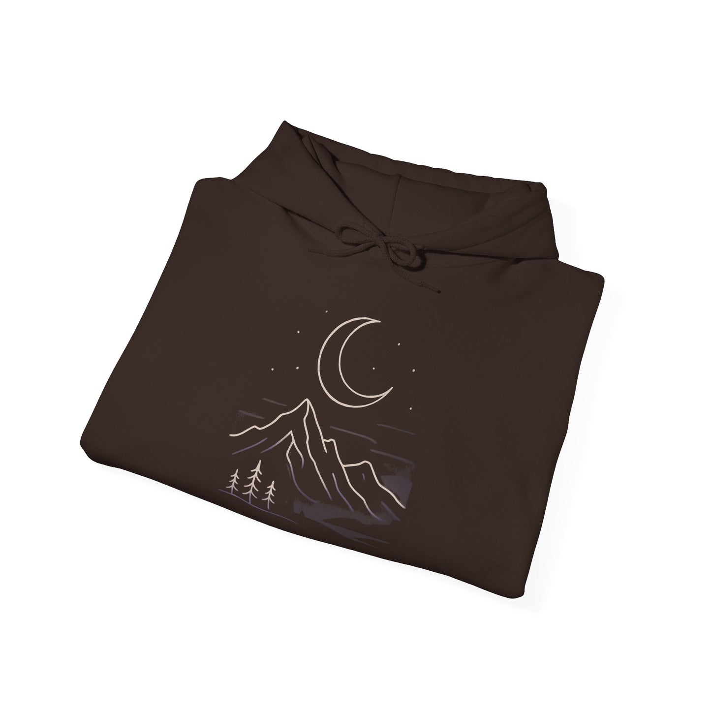 Mountain Moonline Hoodie — base camp vital gear- Minimal Crescent & Peaks Graphic Sweatshirt