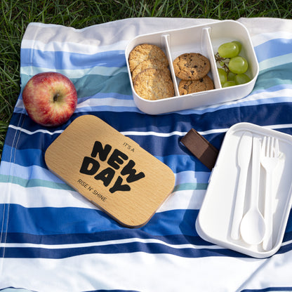 Stylish Bento Lunch Box - "It's a New Day" Design for Easy Meal Prep