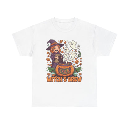 Witches brew Halloween theme Cotton Tee, Halloween T-Shirt, Skeleton Graphic Tee, Fall Outfit, Coffee Lover Gift, Costume Party Tee
