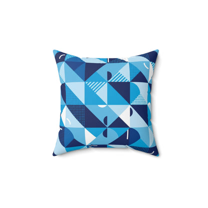 Geometric Blue Mosaic Pillow — Modern Abstract Decorative Throw Pillow (free shipping)
