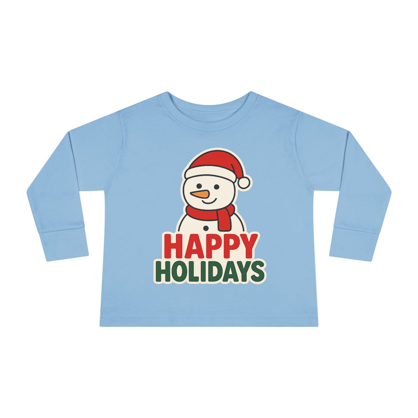 Toddler Long Sleeve Tee — 'Happy Holidays' Snowman Kids Christmas Shirt