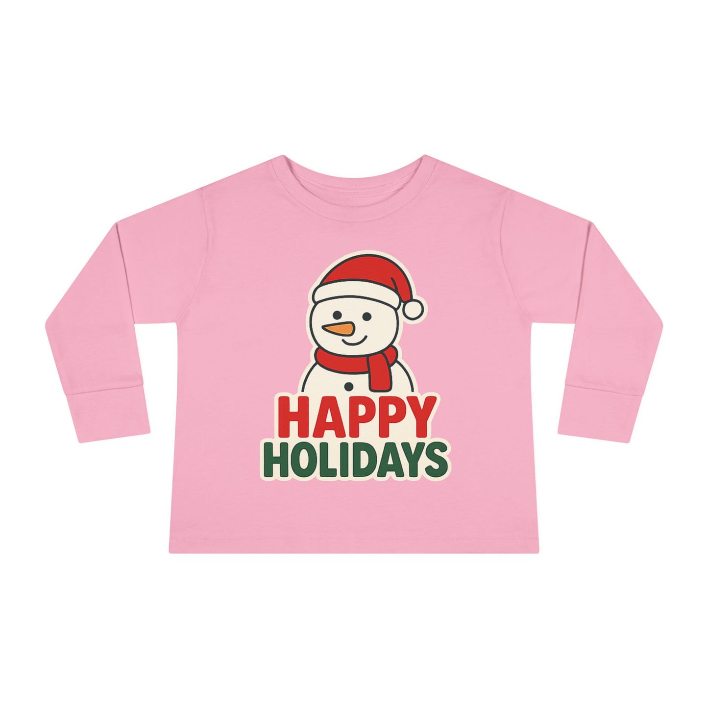 Toddler Long Sleeve Tee — 'Happy Holidays' Snowman Kids Christmas Shirt