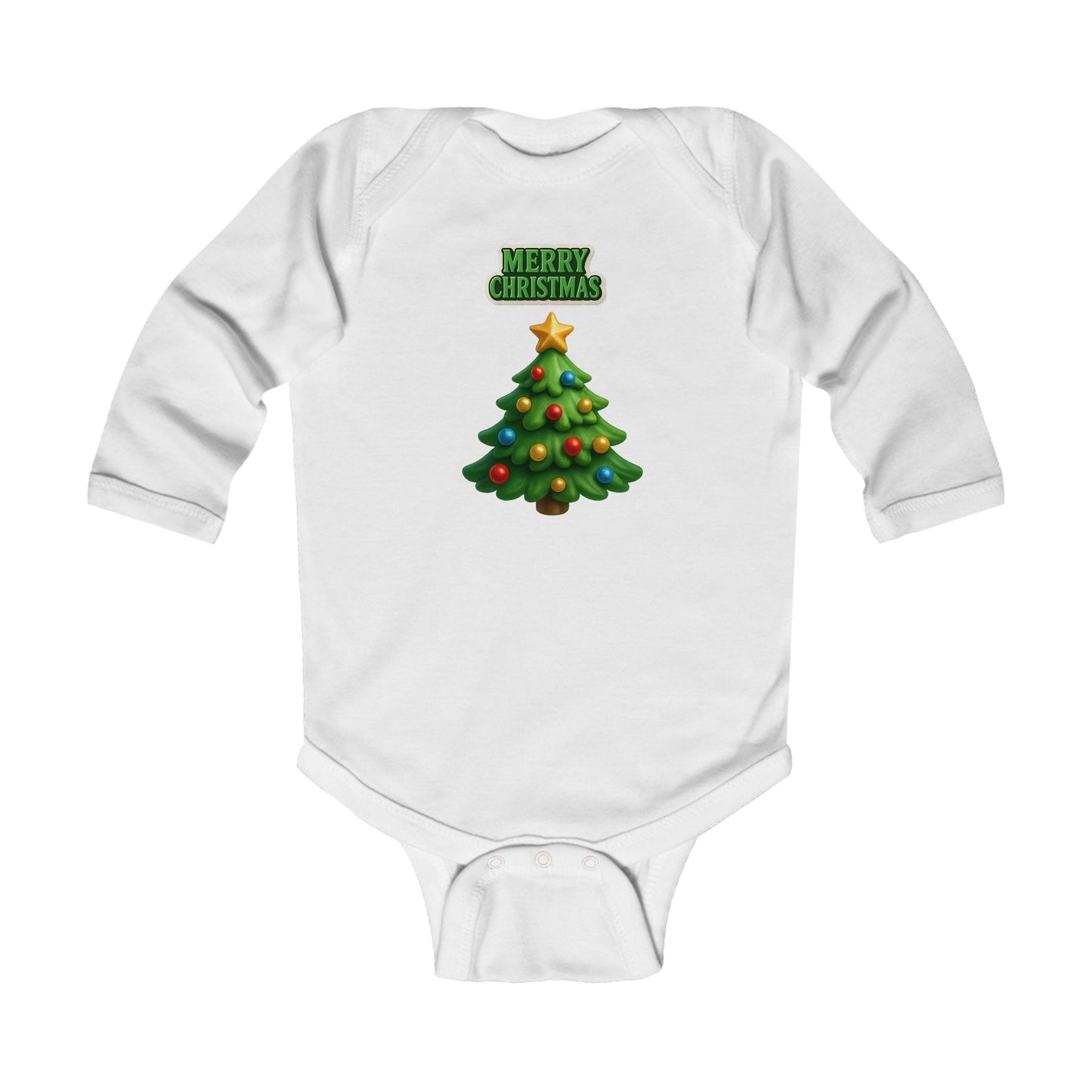 Infant Bodysuit - "Merry Christmas" Cute Baby Christmas Tree Long Sleeve Onesie