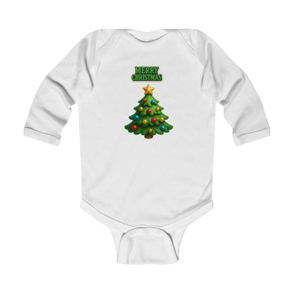 Infant Bodysuit - "Merry Christmas" Cute Baby Christmas Tree Long Sleeve Onesie