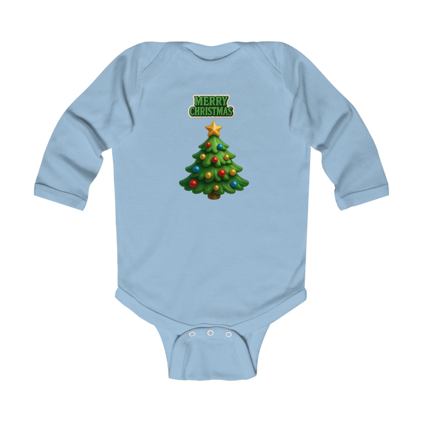 Infant Bodysuit - "Merry Christmas" Cute Baby Christmas Tree Long Sleeve Onesie