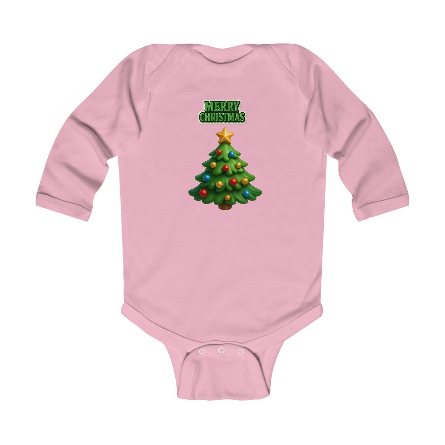 Infant Bodysuit - "Merry Christmas" Cute Baby Christmas Tree Long Sleeve Onesie