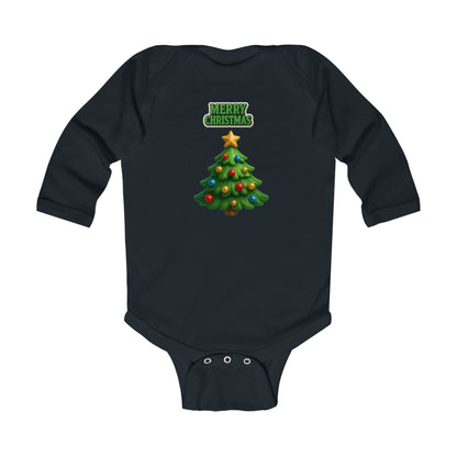 Infant Bodysuit - "Merry Christmas" Cute Baby Christmas Tree Long Sleeve Onesie