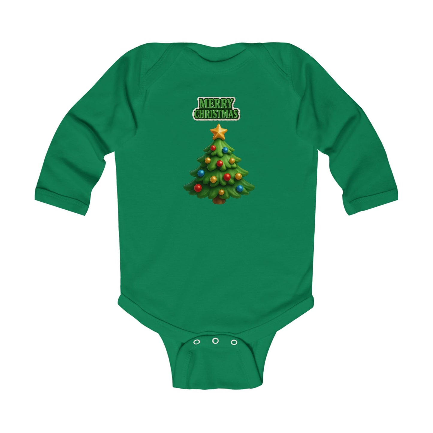 Infant Bodysuit - "Merry Christmas" Cute Baby Christmas Tree Long Sleeve Onesie