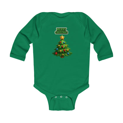 Infant Bodysuit - "Merry Christmas" Cute Baby Christmas Tree Long Sleeve Onesie