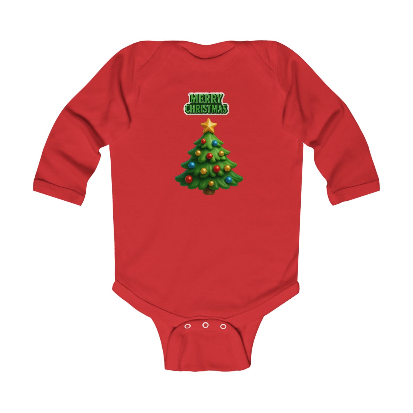 Infant Bodysuit - "Merry Christmas" Cute Baby Christmas Tree Long Sleeve Onesie