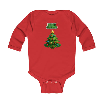 Infant Bodysuit - "Merry Christmas" Cute Baby Christmas Tree Long Sleeve Onesie