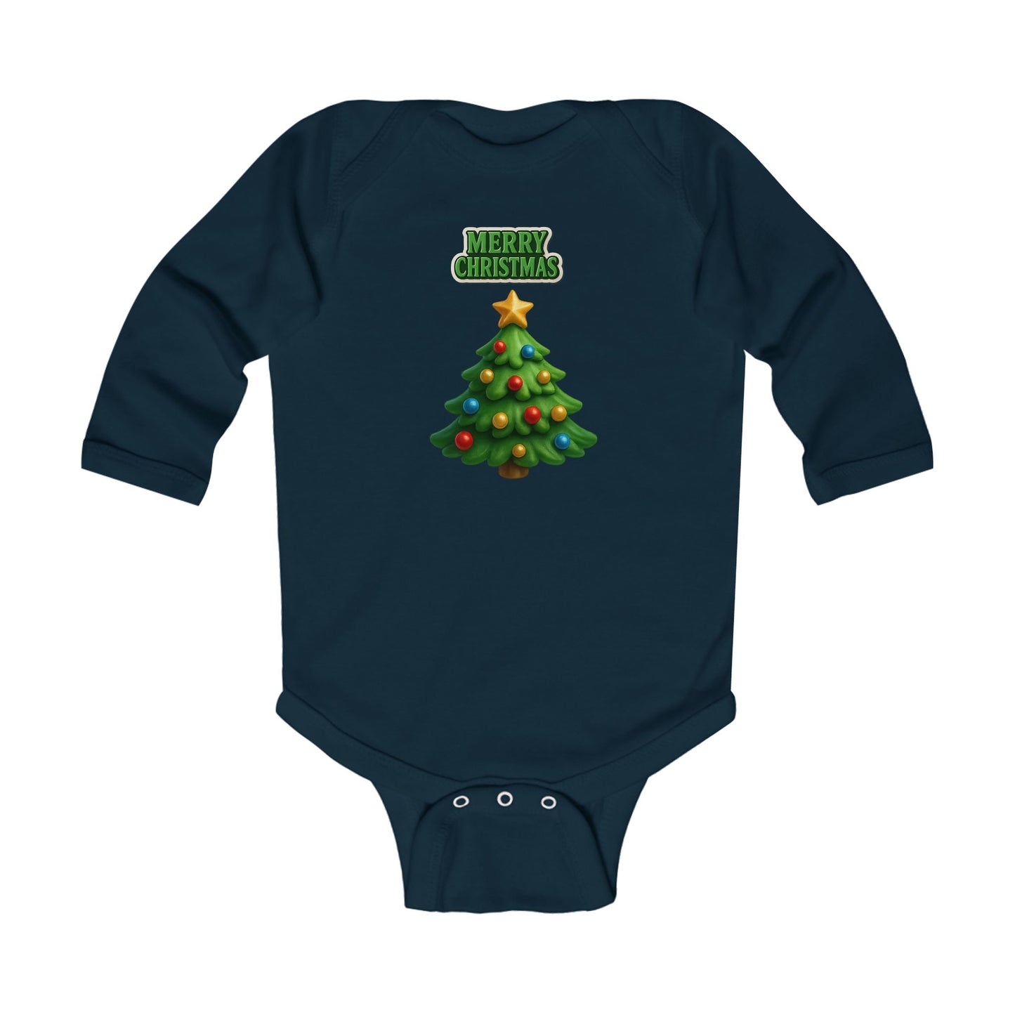 Infant Bodysuit - "Merry Christmas" Cute Baby Christmas Tree Long Sleeve Onesie