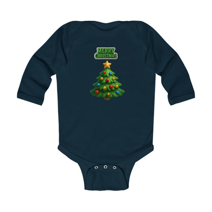 Infant Bodysuit - "Merry Christmas" Cute Baby Christmas Tree Long Sleeve Onesie