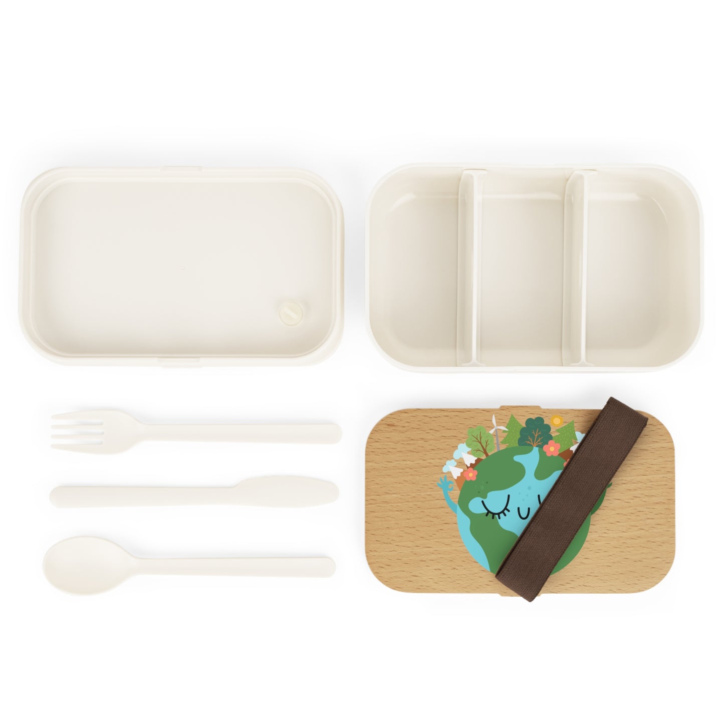 Eco-Friendly earth day Bento Lunch Box with Smiling Earth Design