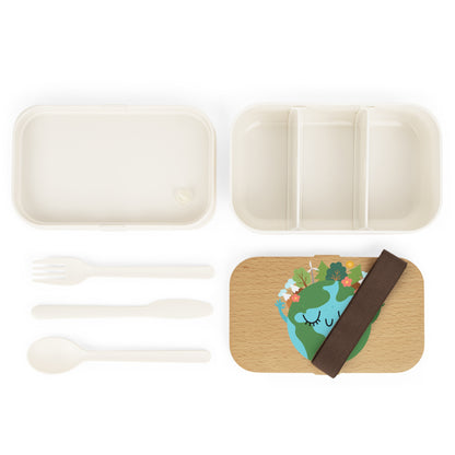 Eco-Friendly earth day Bento Lunch Box with Smiling Earth Design