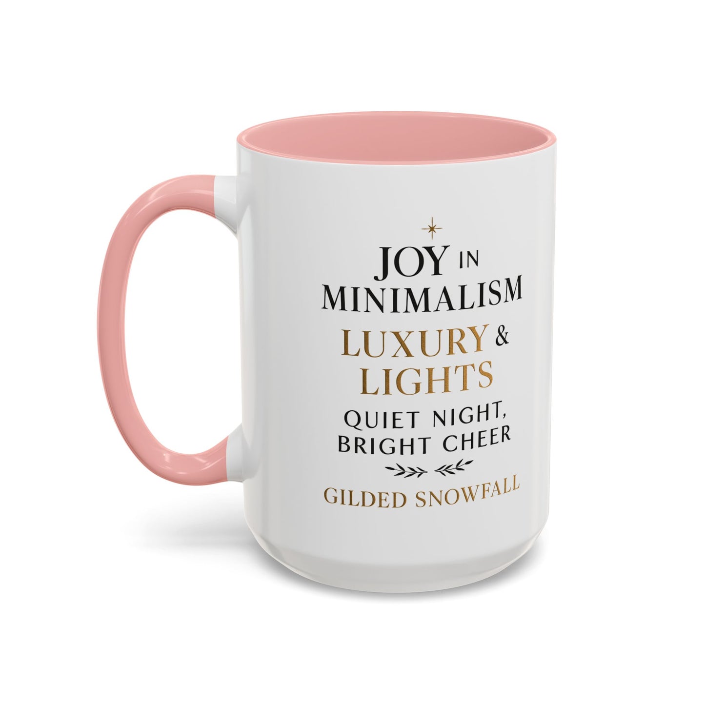 Joy in Minimalism Luxury & Lights Coffee Mug — Holiday Gilded Snowfall Design (11/15oz)