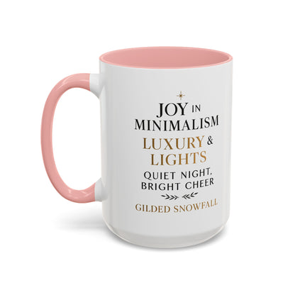 Joy in Minimalism Luxury & Lights Coffee Mug — Holiday Gilded Snowfall Design (11/15oz)