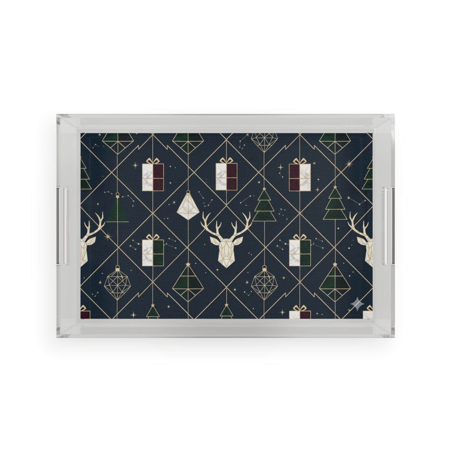 Festive Acrylic Serving Tray with Holiday Design