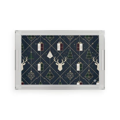 Festive Acrylic Serving Tray with Holiday Design