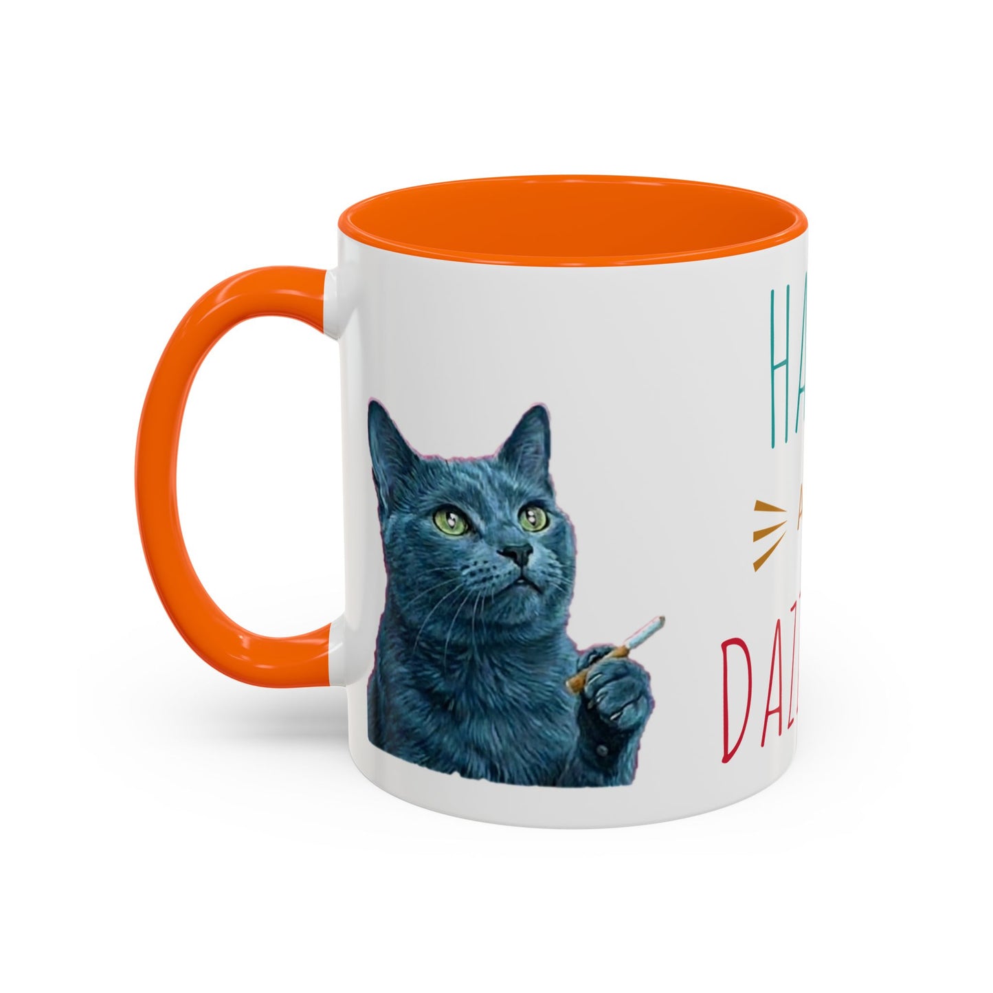 Happy and dazzling smoking cat Coffee Mug — "Happy and Dazzling" Cat Accent Mug (11/15oz) (free shipping)