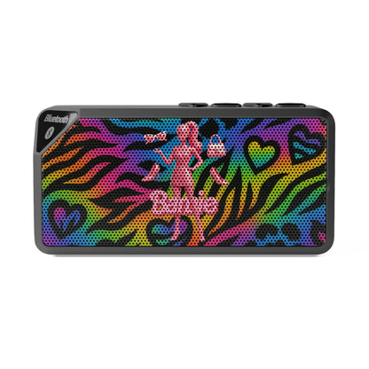 90’s retro Jabba Rainbow Zebra Bluetooth Speaker — Colorful Heart Pattern Portable Speaker