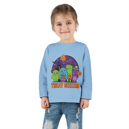Toddler Halloween Long Sleeve Tee - Cute Treat Seekers Graphic, Kids Halloween Shirt, Trick-or-Treat Top, Fall Celebration Clothes
