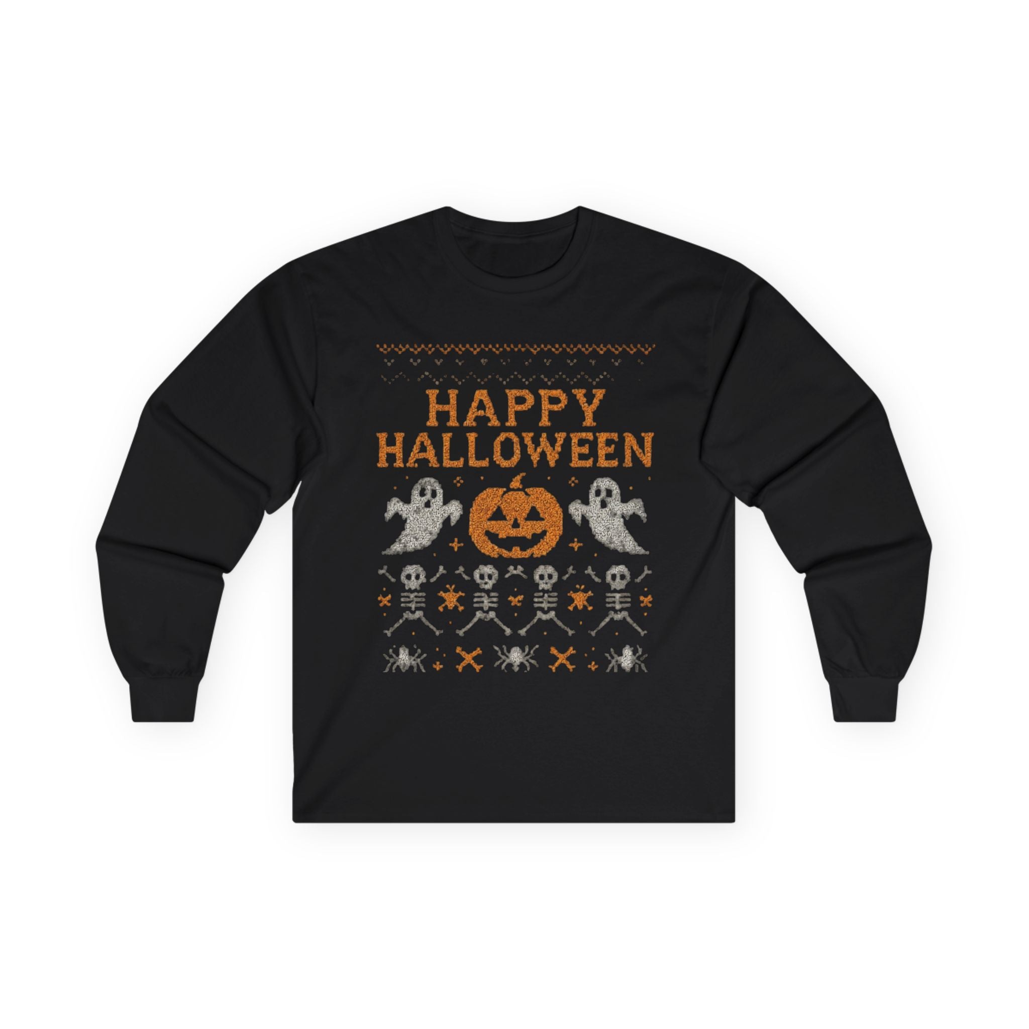 Happy Halloween Long Sleeve Tee, Spooky Tee, Halloween Costume Shirt, Autumn Festive Attire, Unisex Fall Apparel
