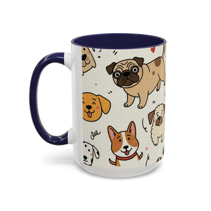 Cute Dog Pattern Accent Coffee Mug – Cute Cartoon Puppies 11/15oz