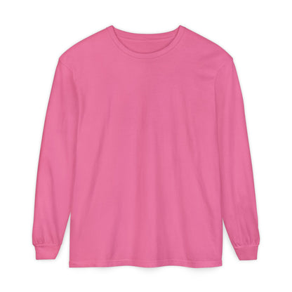 Women’s Berry pink, light pink Garment-Dyed Long Sleeve T-Shirt for Casual Comfort
