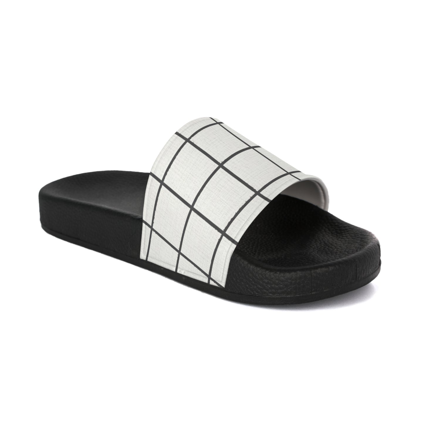 Men's Slide Sandals Minimalist Grid with Irregularities / Broken Squares