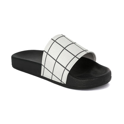 Men's Slide Sandals Minimalist Grid with Irregularities / Broken Squares