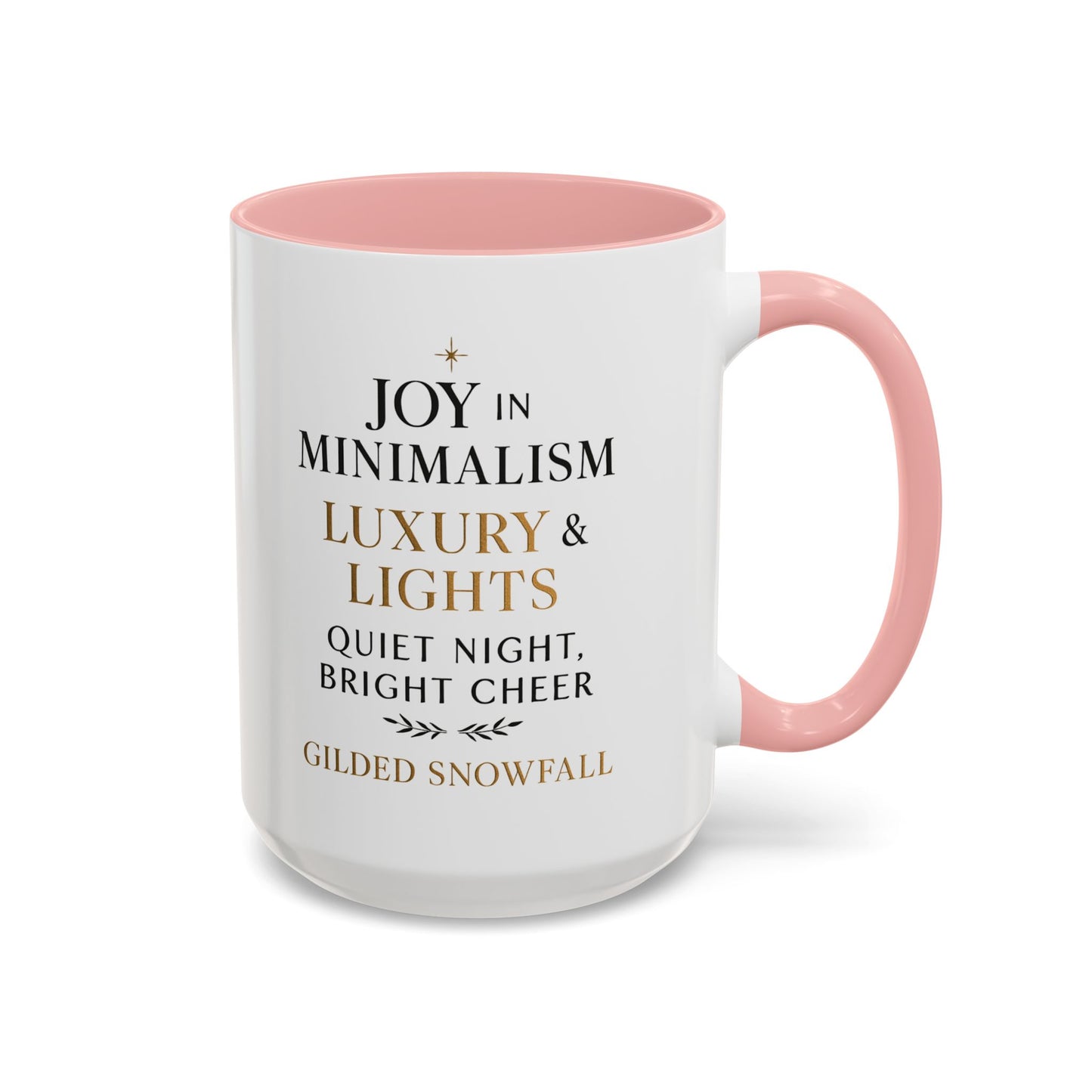 Joy in Minimalism Luxury & Lights Coffee Mug — Holiday Gilded Snowfall Design (11/15oz)