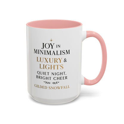 Joy in Minimalism Luxury & Lights Coffee Mug — Holiday Gilded Snowfall Design (11/15oz)