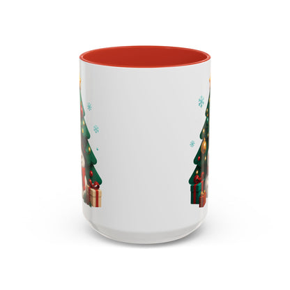 Christmas Tree & Snowman Accent Coffee Mug — Festive Holiday 11/15oz Ceramic